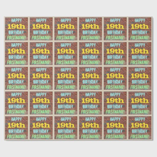 Papier Cadeau Graffiti muraux de briques inspiré 19e anniversair (Plat)