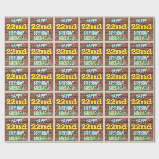 Papier Cadeau Graffiti muraux de briques inspiré 22ème anniversa (Plat)