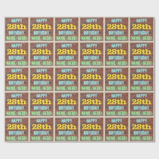 Papier Cadeau Graffiti muraux de briques inspiré 28ème anniversa (Plat)