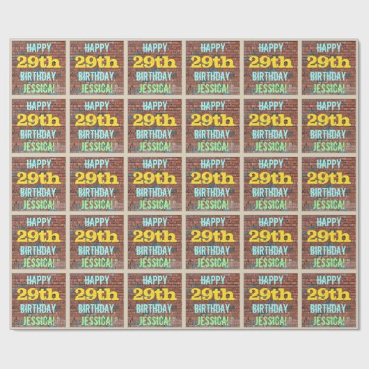Papier Cadeau Graffiti muraux de briques inspiré 29e anniversair (Plat)