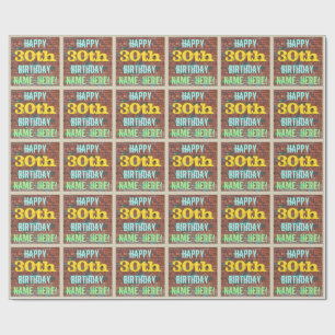 Papier Cadeau Graffiti muraux de briques inspiré 30e anniversair