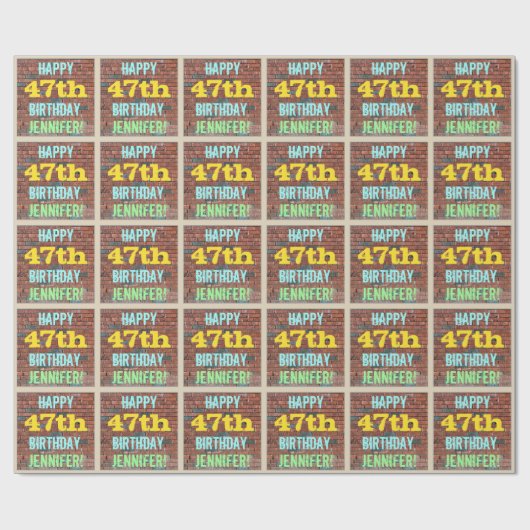 Papier Cadeau Graffiti muraux de briques inspiré 47ème anniversa (Plat)