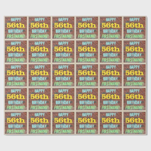 Papier Cadeau Graffiti muraux de briques inspiré 56ème anniversa (Plat)