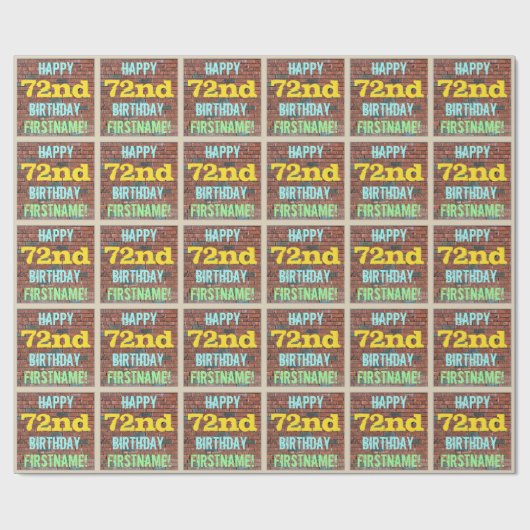 Papier Cadeau Graffiti muraux de briques inspiré 72e anniversair (Plat)