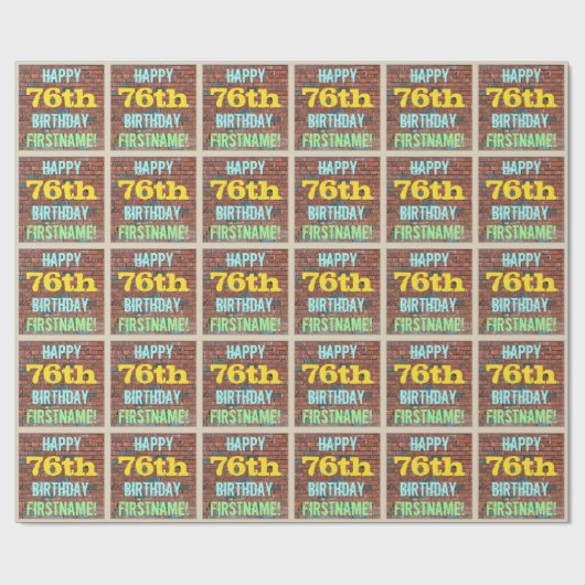 Papier Cadeau Graffiti muraux de briques inspiré 76e anniversair (Plat)