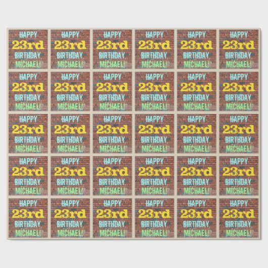 Papier Cadeau Graffiti muraux en briques inspiré 23ème anniversa (Plat)