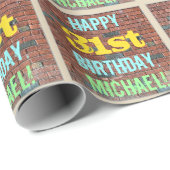 Papier Cadeau Graffiti muraux en briques inspiré 31ème anniversa (Coin rond)