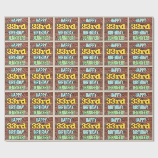 Papier Cadeau Graffiti muraux en briques inspiré 33ème anniversa (Plat)