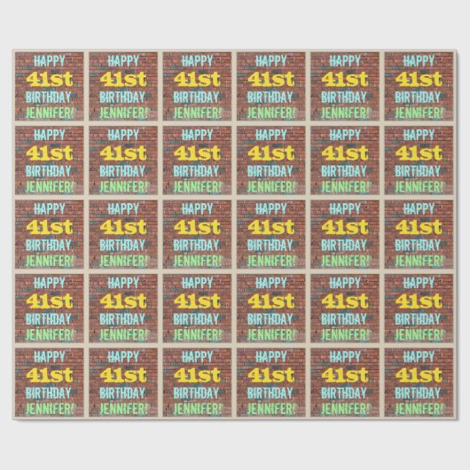 Papier Cadeau Graffiti muraux en briques inspiré 41ème anniversa (Plat)