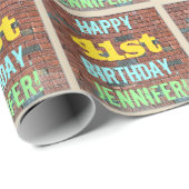 Papier Cadeau Graffiti muraux en briques inspiré 41ème anniversa (Coin rond)