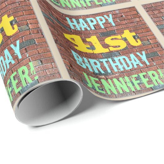 Papier Cadeau Graffiti muraux en briques inspiré 41ème anniversa (Coin rond)