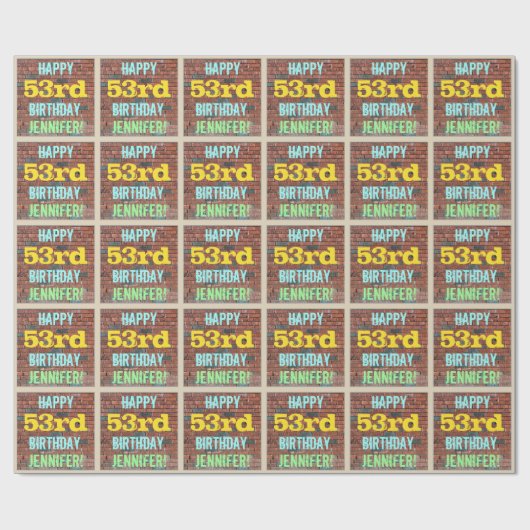 Papier Cadeau Graffiti muraux en briques inspiré 53ème anniversa (Plat)