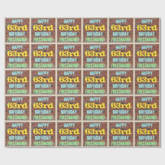 Papier Cadeau Graffiti muraux en briques inspiré 63ème anniversa (Plat)