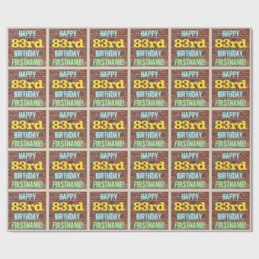 Papier Cadeau Graffiti muraux en briques inspiré 83ème anniversa (Plat)