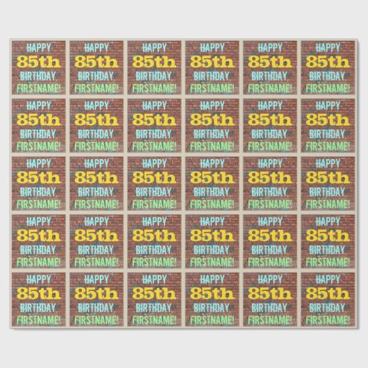 Papier Cadeau Graffiti muraux en briques inspiré 85e anniversair (Plat)