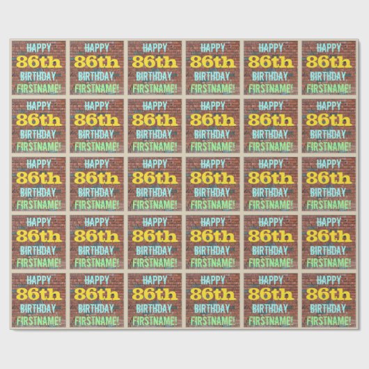 Papier Cadeau Graffiti muraux en briques inspiré 86ème anniversa (Plat)