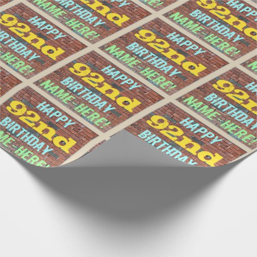 Papier Cadeau Graffiti muraux en briques inspiré 92e anniversair (Coin)