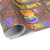 Papier Cadeau Graffiti Rainbow Look 3E ANNIVERSAIRE! & Nom perso (Coin rond)