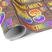 Papier Cadeau Graffiti Rainbow Look 53E ANNIVERSAIRE! & Nom pers (Coin rond)