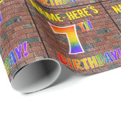 Papier Cadeau Graffiti Rainbow Look 7E ANNIVERSAIRE! & Nom perso (Coin rond)