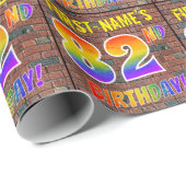 Papier Cadeau Graffiti Rainbow Look 82E ANNIVERSAIRE! & Nom pers (Coin rond)