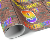 Papier Cadeau Graffiti Rainbow Look 9E ANNIVERSAIRE! & Nom perso (Coin rond)