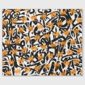 Papier Cadeau Graffiti tendance Motif Couronne Orange noir (Plat)