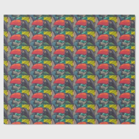 Papier Cadeau Graffiti Toucan coloré (Plat)
