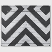Papier Cadeau Grain de bois peint noir et blanc (Plat)