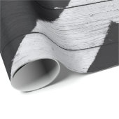 Papier Cadeau Grain de bois peint noir et blanc (Coin rond)