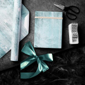 Papier Cadeau Grain de bois rustique | Turquoise Turquoise bleu 