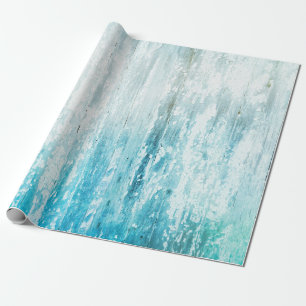 Papier Cadeau Grain de bois Turquoise Blanc Rustique Texture Déc