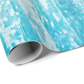Papier Cadeau Grain de bois Turquoise Blanc Rustique Texture Déc (Coin rond)