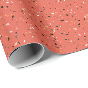 Papier Cadeau Grainy rouge terrazzo texture sans couture motif