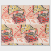 Papier Cadeau Gramophone vintage (Plat)