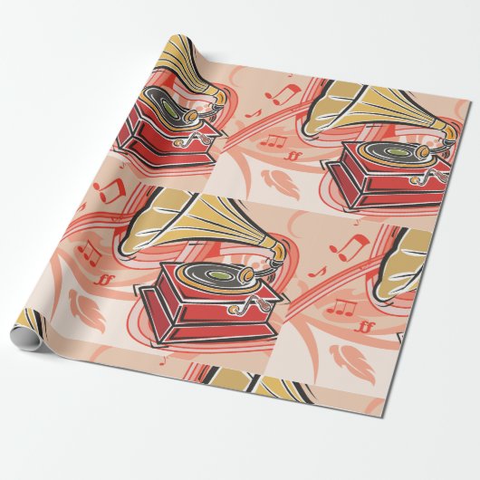 Papier Cadeau Gramophone vintage (Déroulé)