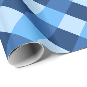 Papier Cadeau Grand Buffalo Check, tons bleu denim
