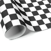 Papier Cadeau Grand Checkered - noir et blanc (Coin rond)