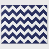 Papier Cadeau Grand Chevron bleu marine et blanc (Plat)