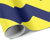 Papier Cadeau Grand Chevron bleu marine et jaune (Coin rond)