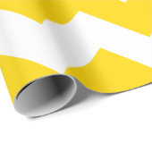 Papier Cadeau Grand Chevron jaune or et blanc extra large (Coin rond)