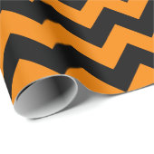 Papier Cadeau Grand Chevron noir et orange (Coin rond)