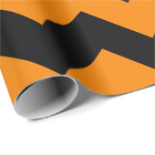 Papier Cadeau Grand Chevron noir et orange (Coin rond)