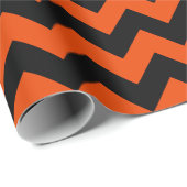 Papier Cadeau Grand Chevron noir et orange vif (Coin rond)