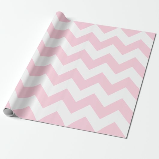 Papier Cadeau Grand Chevron rose clair et blanc (Déroulé)