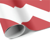 Papier Cadeau Grand Chevron rouge foncé et blanc (Coin rond)