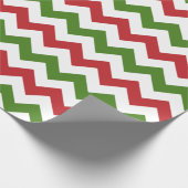 Papier Cadeau Grand Chevron rouge foncé, vert et blanc (Coin)