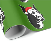Papier Cadeau Grand chien Danse avec Noël Santa Hat (Coin rond)