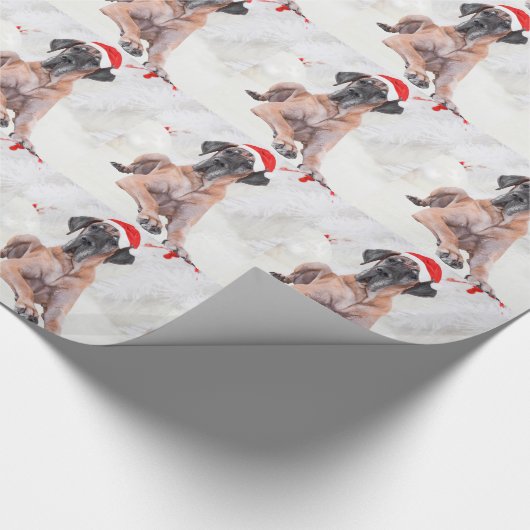 Papier Cadeau Grand chien Danse Casquette Joyeux Noël (Coin)