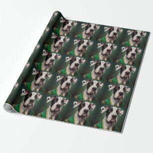 Papier Cadeau Grand chien Danse en tenue de la Saint Patrick